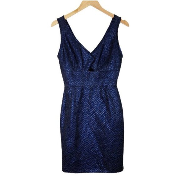 NEW Zac Posen Bodycon Dress Womens Size 4 Blue Metallic Cocktail Party - Picture 2 of 11